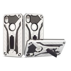 iPhone Xr 6.1in Armor Knight Kickstand Hybrid Case (Silver)